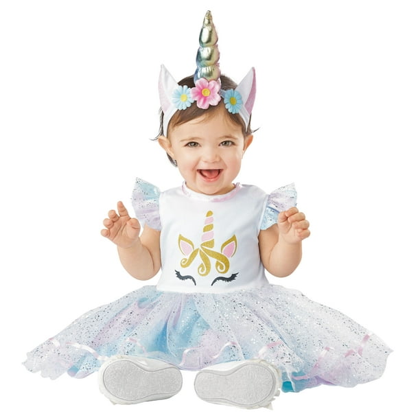 Baby Toddler Pastel Rainbow Unicorn Halloween Plush Costume infant 0-18 mo 2T 4